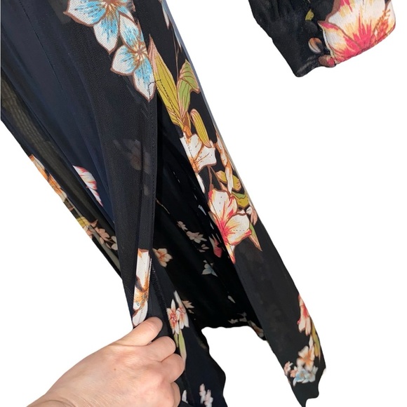 Always Indigo Floral Black Sheer Mesh Maxi Dress Fairy core Romantic - Picture 7 of 8